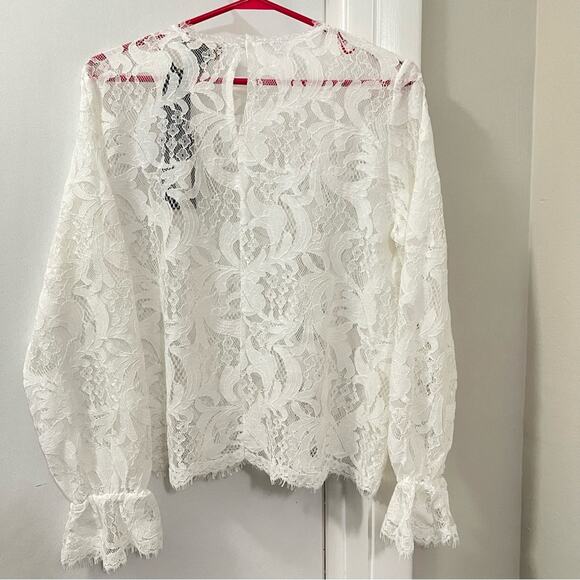 Rain White Lace Blouse Size Large - Picture 3 of 5